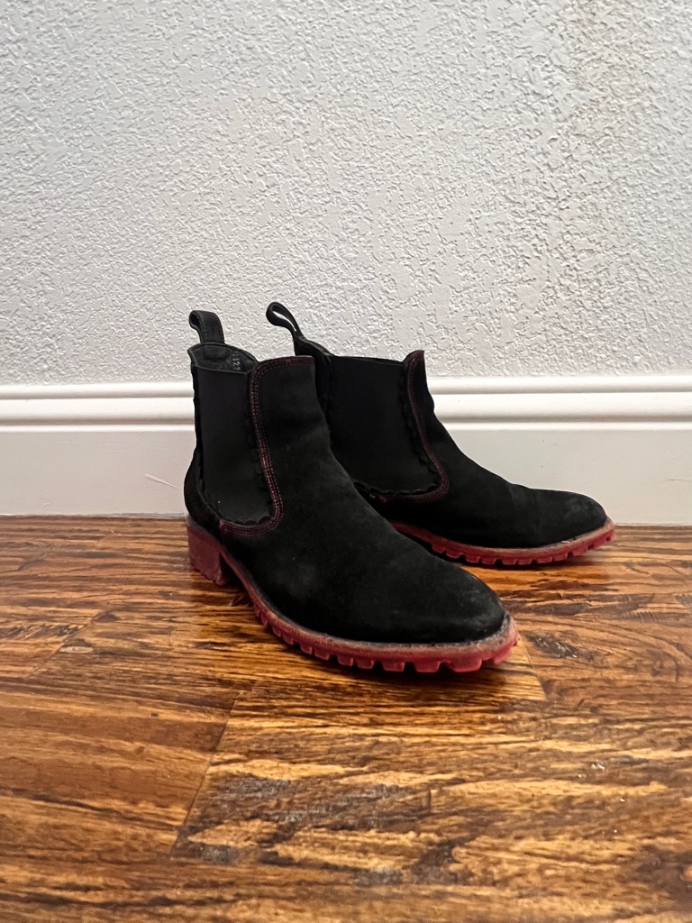 Old Gringo Bushwick Bl3688-1 Black Suede Ankle Boots With Red Sole